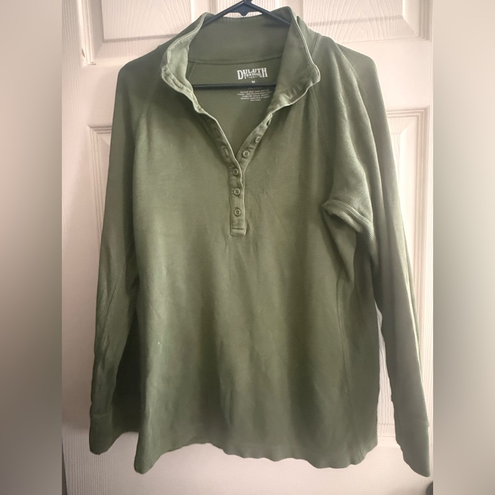 Duluth Trading Co Olive Henley Shirt